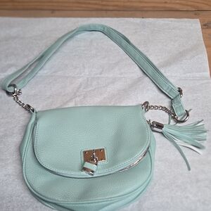 Elegant Mint Crossbody Bag with Silver Chain